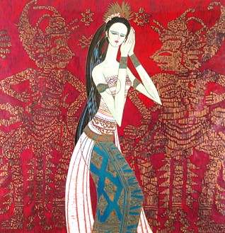 ティン・シャオ・クァンの絵画作品　タイトルは、バリプリンセス